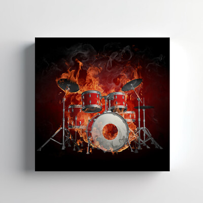 Drums On Fire Music Canvas Print Wall Art, Stylish Home Decor Wall Hanging