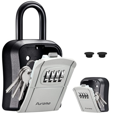Puroma Key Lock Box, Portable Combination Lockbox Wall-Mounted Key Storage Bo...