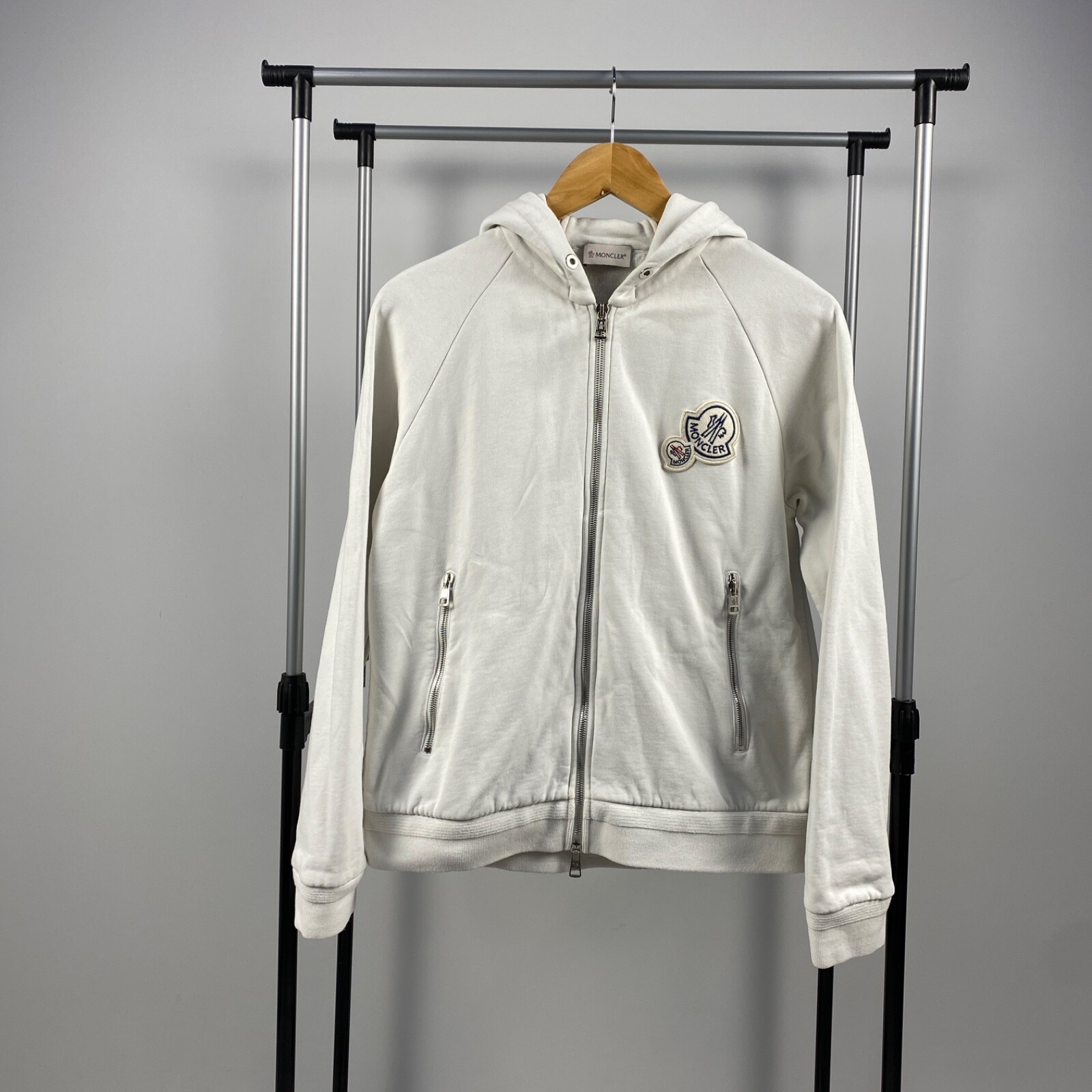 Moncler Double Logo Maglia Cardigan Wmns Zip Up Hoodie White