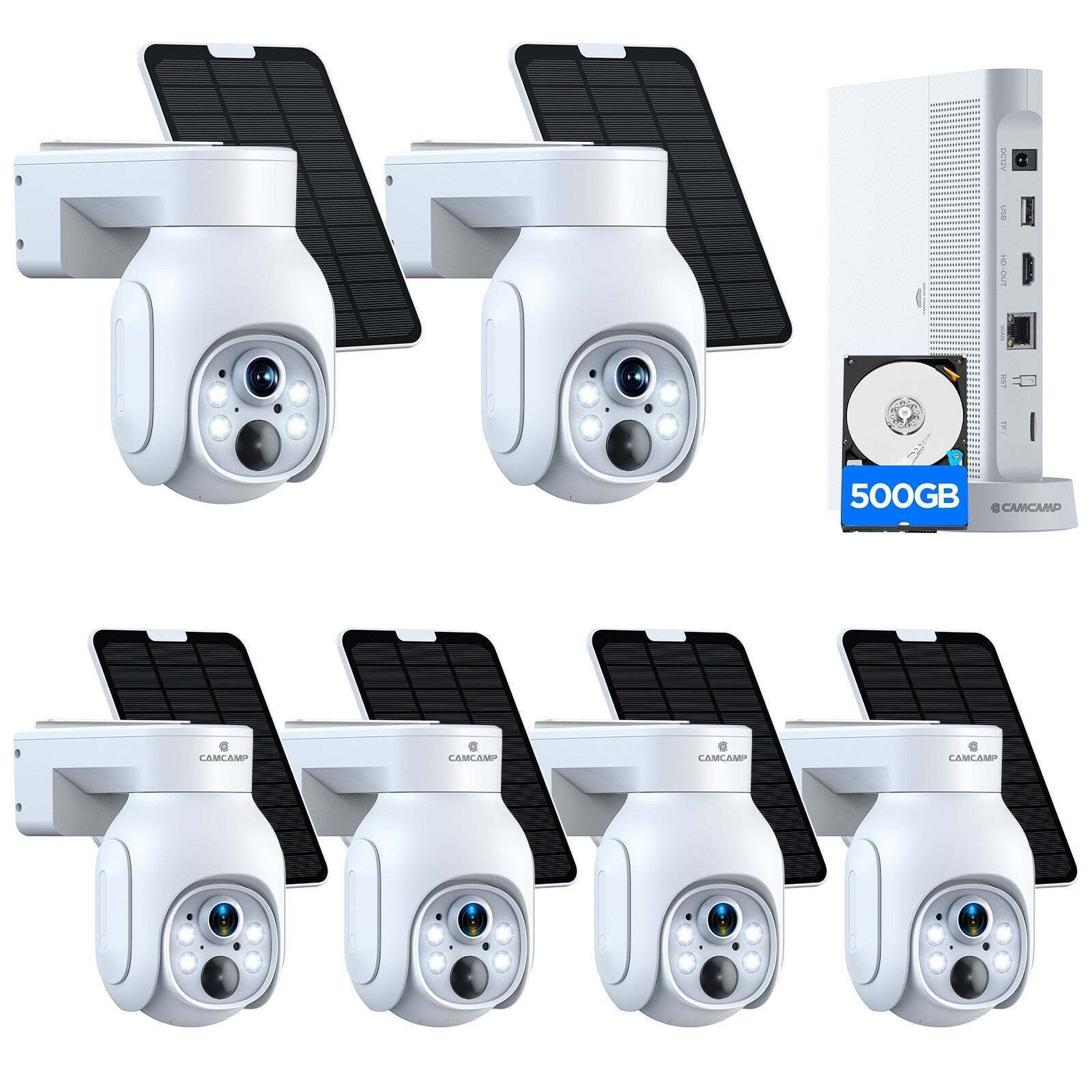 Wireless Solar Powered Security Camera System Outdoor 4MP PTZ HDMI Output NVR