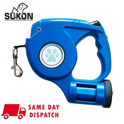 Dog Pet Leash Rope Retractable Traction Rope with Light and Poop Bag Dispenser