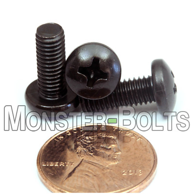 #10-32 Phillips Pan Head Machine Screws - SAE Fine Thread, Steel w/ Black Oxide