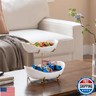 HBlife Fruit Bowl for Kitchen Counter - 2 Tier Ceramic Fruit Bowl with Metal Stand, Tiered Fruit Basket for Kitchen Fruit Vegetable Storage, Snack, Dessert Tray Plate Rack for Party
