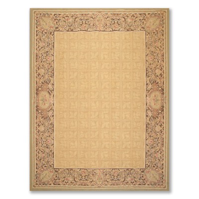 8 1''x11 6'' Asmara Hand Woven 100% wool French Aubusson Needlepoint Area Rug Gold