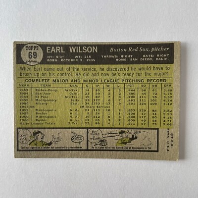 1961 Topps Baseball #69 Earl Wlison