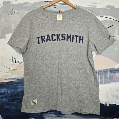 Tracksmith Grayboy Tee T-Shirt Mens Large Gray Spellout USA Made Pre Owned