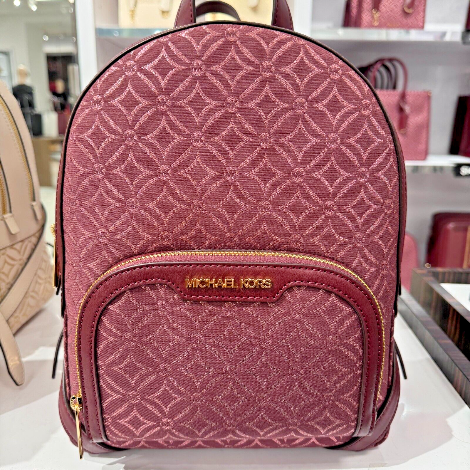 MICHAEL KORS JAYCEE MD ZIP POCKET Jacquard BACKPACK BAG MICHAEL KORS JAYCEE MD ZIP POCKET Jacquard BACKPACK BAG