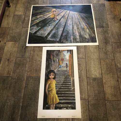 2 Margaret Walter Keane Lithograph Prints Big Eyes 1960's