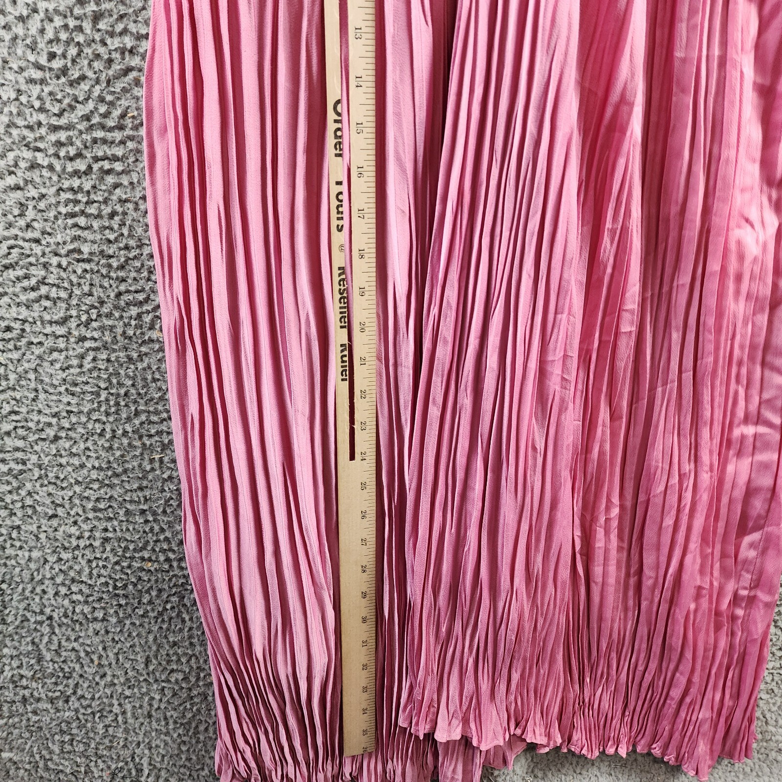 A.L.C. Angelina Pleated Maxi Dress Women's 12 Chateau Rose Deep V-Neck Side Zip - Picture 7 of 14