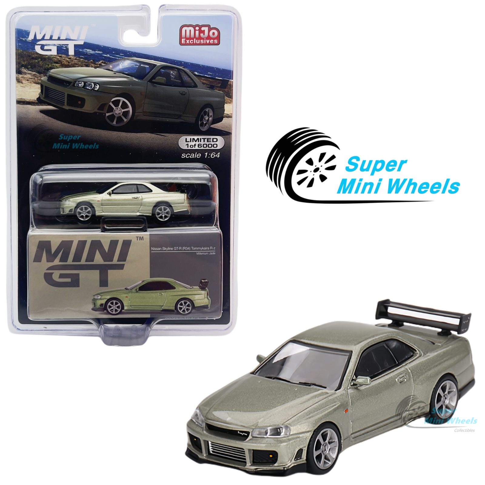 ミニカー SKYLINE GT-R R34 Limited Collection 1/64 TW x Schuco 1:64 Nissan Skyline GTR R34 Ztune Midnight
