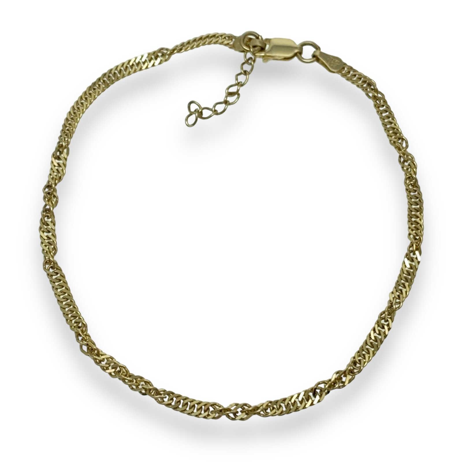 Italian KA 1772 Sterling Silver 925 Gold Tone Singapore Link Italian KA 1772 Sterling Silver 925 Gold Tone Singapore Link