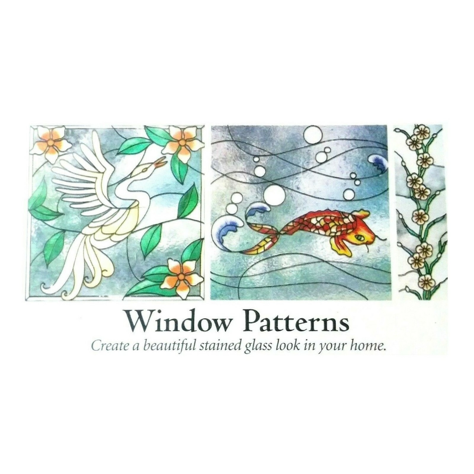 Plaid Gallery Glass Asian Inspired Window Pattern Glass Painting Koi Fish Lotus