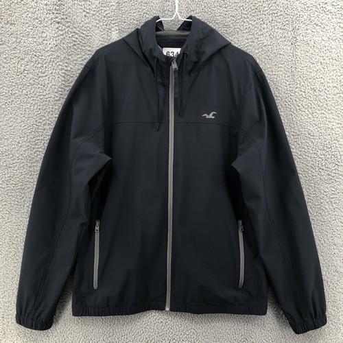 Hollister Windbreaker Jacket Full Zip Hooded Men s Size Large Navy
