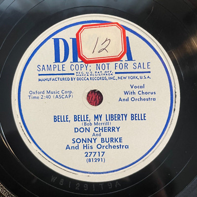 DECCA 27717 PROMO Donny Cherry/Sonny Burke 78rpm Belle, Belle, My Liberty Belle