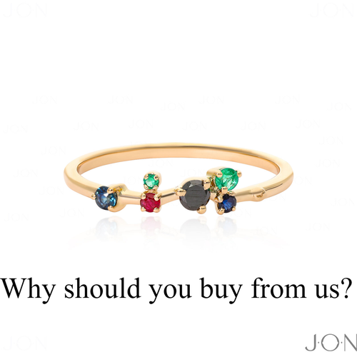 14k Gold Black Diamond Ruby Emerald Blue Sapphire Gemstone Cluster Ring