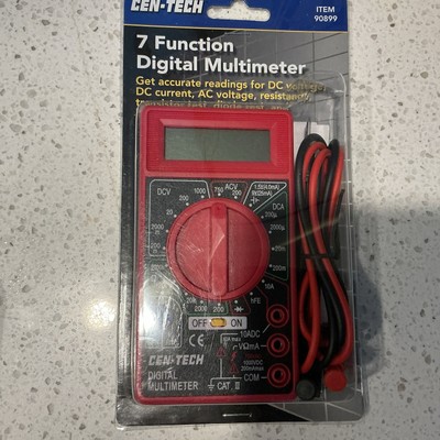 Cen-Tech 7 Function Digital Multimeter 90899 Battery Tester Voltage  10 A - NEW