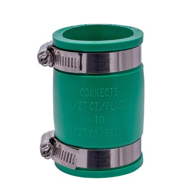 Fernco 1056-150 1-1/2'' Flexible Pipe Coupling Plumbing Cast Iron Plastic Green