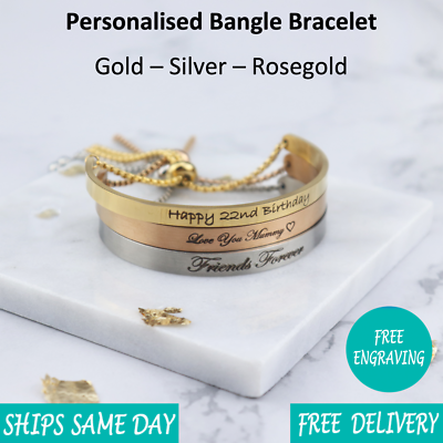 Rose gold shop bangle engraved