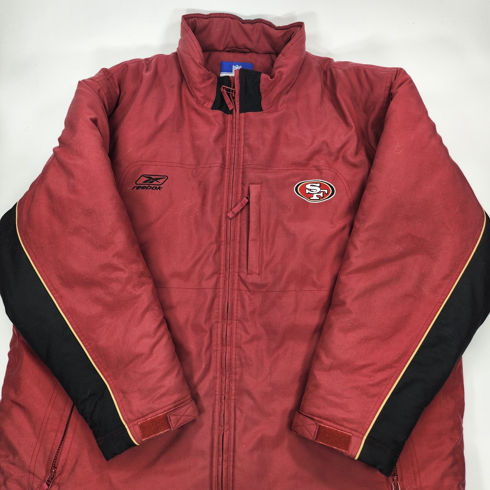 San Francisco 49ers Jacket Sz XXL Black VTG Reebok NFL On