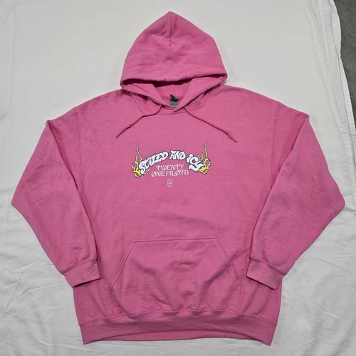 EUC Size LARGE Twenty One Pilots Pink Hoodie Scaled & Icy