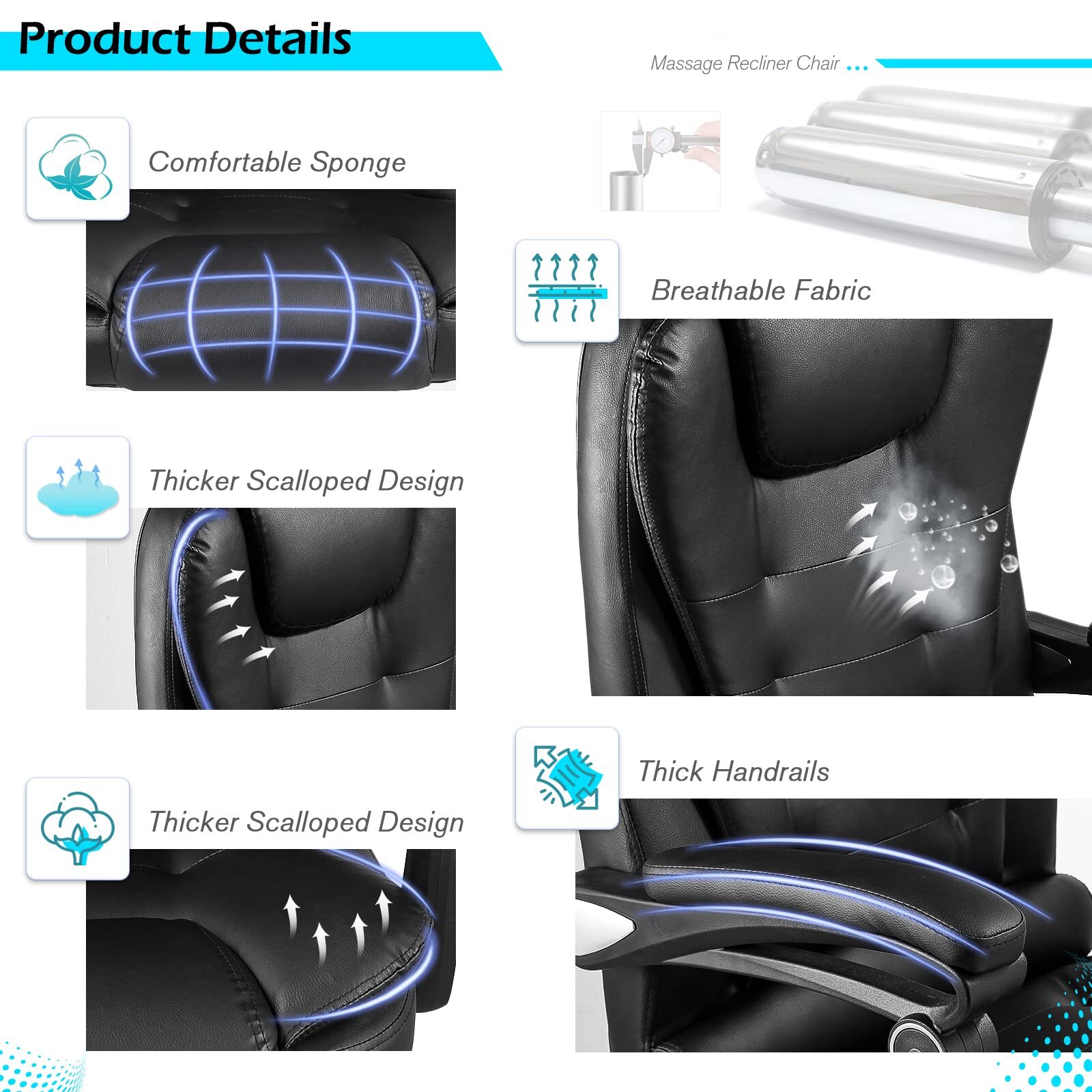 YODOLLA Ergonomic Reclining Office Chair Heat & Massage High Back Desk Chair