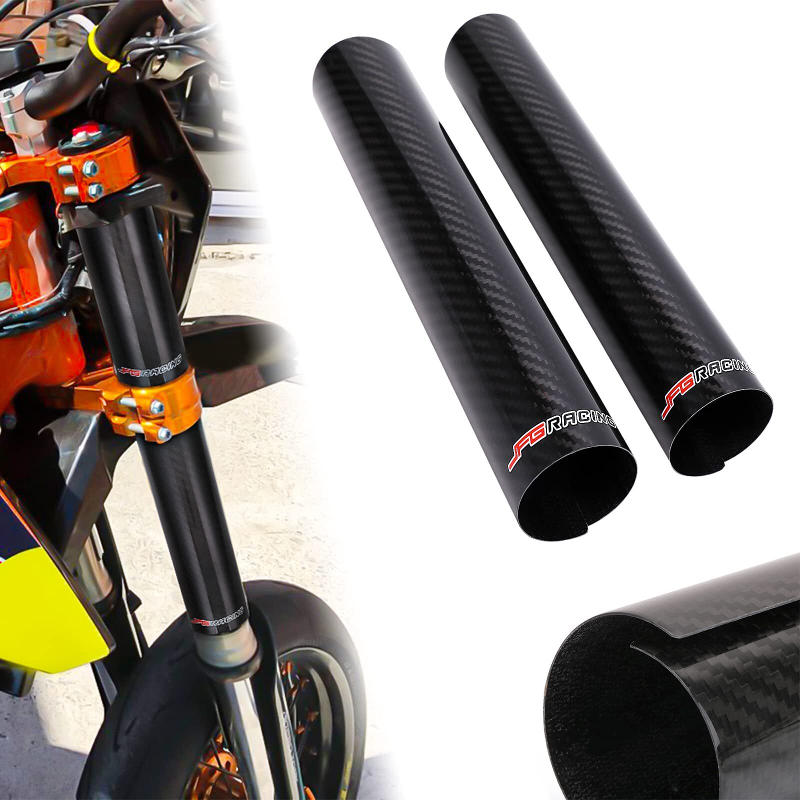Carbon Fiber Motorcycle Fork Guard Cover Front Shock Covers 250mm for Dirt Bikes