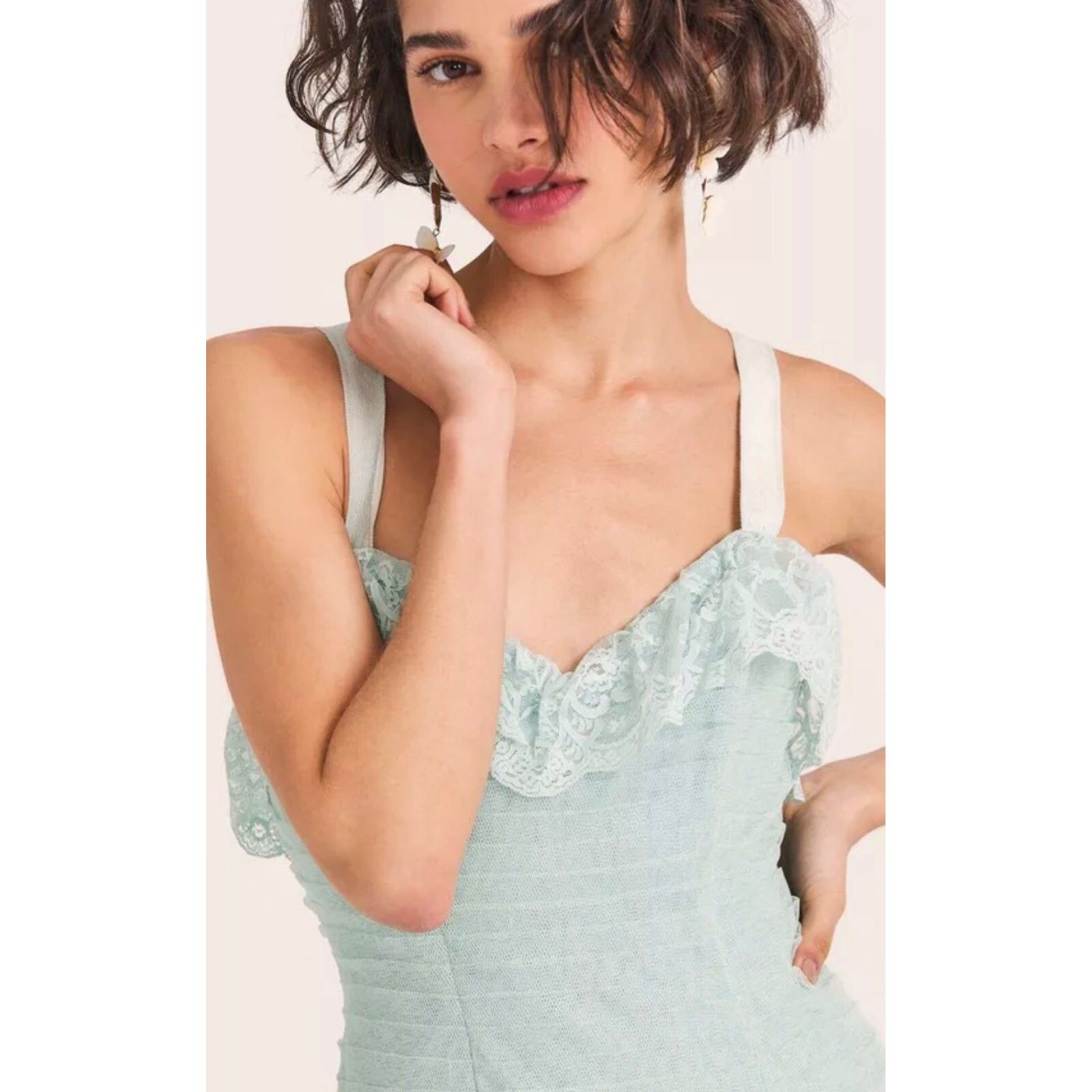 Pre-owned Loveshackfancy Sharelle Gown Mint Blue Sz 2 Retail 895