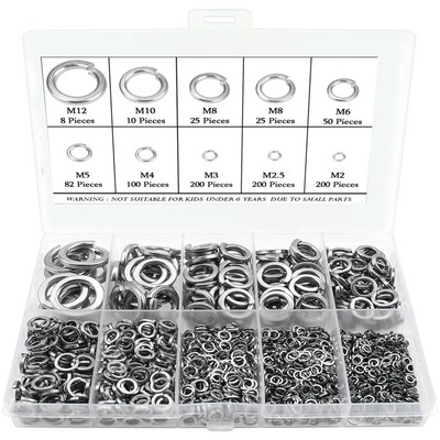 Efficiently Designed 900pc Spring Lock Washer Kit for Construction Work
