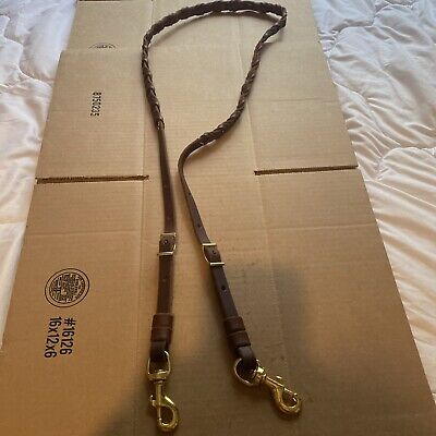 Horse Tack - 5  8  Braided Leather Roping Or Barrel Reins New