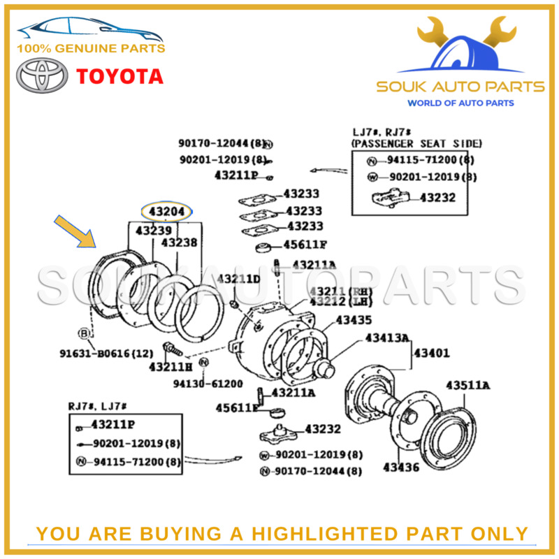 43204-60041 Genuine Toyota Seal Sub-assy, Steering Knuckle Oil Land Cruiser 1fz