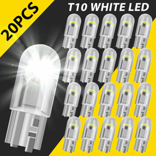20 X T10 194 168 W5W 3030 COB LED License Plate Interior Light Bulbs 6000K White