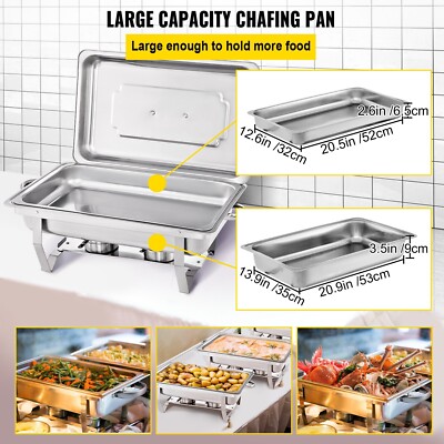 Chafing Dish Buffet Set 6 Pack 13.7 QT Stainless Steel Chafer for Catering