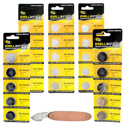 26pc Essential Batteries Kit CR1616 CR1620 CR1632 CR2032 CR2016 & Watch Opener
