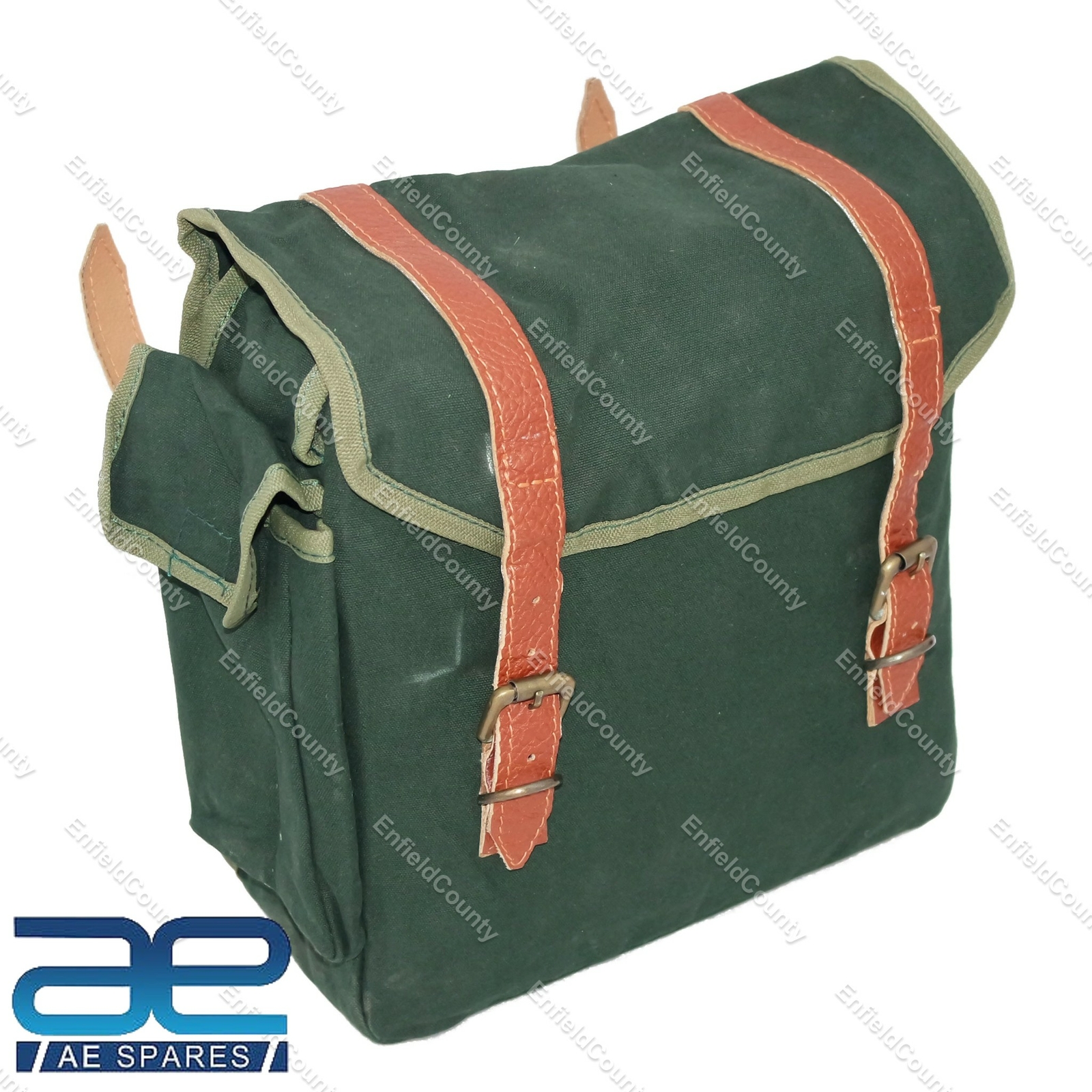 For Royal Enfield 350cc 500cc Heavy Duty Canvas Saddle Bag Green 