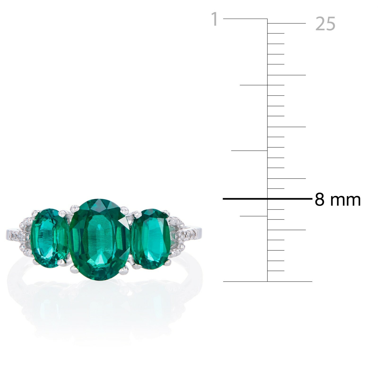 Pre-owned Tiffany & Co 10k White Gold Created Emerald And Diamond Accent Ring - Green