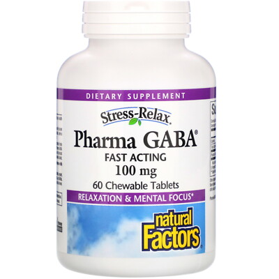 Natural Factors Stress-Relax  Pharma GABA 100 mg 60 Chewable Tablets
