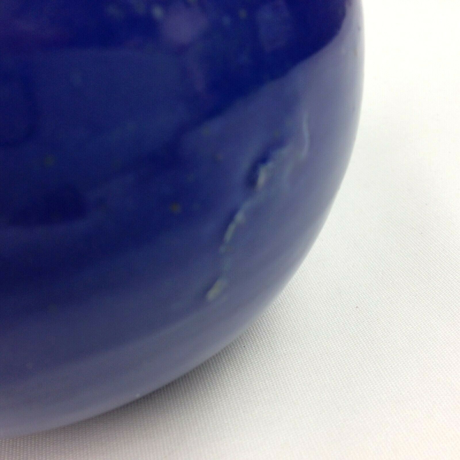 Handmade Studio Clay Pottery Round Triple Tube Oil Lamp Blue Glaze Art Deco