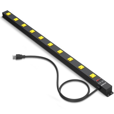 10 Outlet Heavy Duty Long Power Strip Surge Protector with 4ft Cord for Garag...
