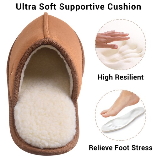 Mens Comfy Scuff Micro Suede Slippers Memory Foam Anti-skid Bedroom House Shoes 
