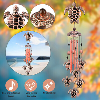 33'' Sea Turtle Wind Chimes Garden Outdoor 4 Tubes Bells Yard Home Hanging Decor