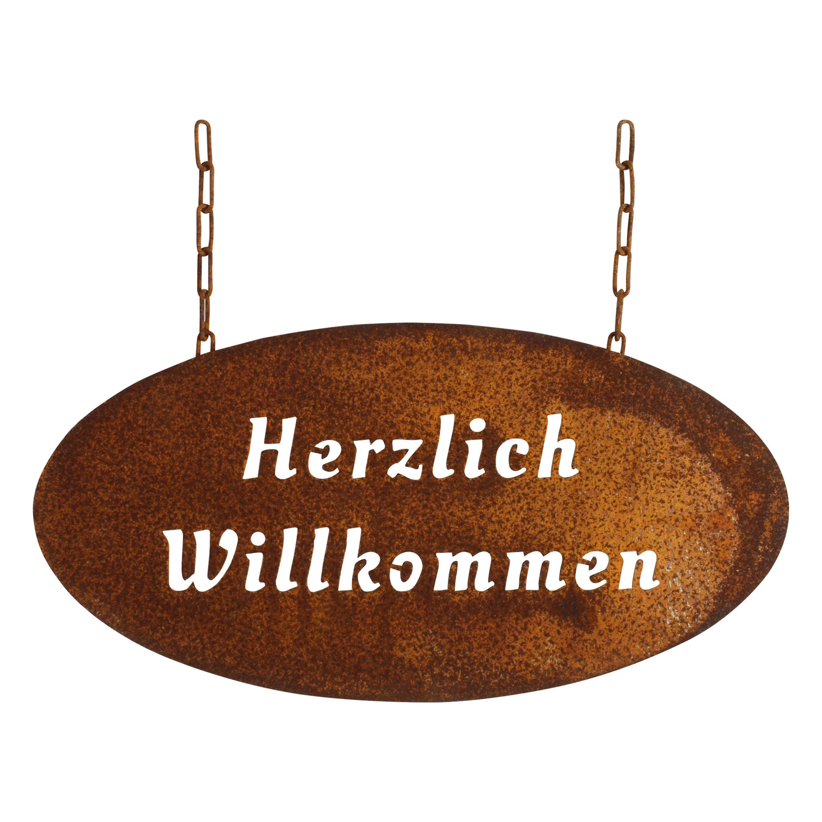 Rost Hängeschild Herzlich Willkommen Edelrost Gartendeko Metall Schild rostig