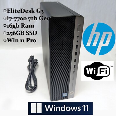HP EliteDesk 800 G3 SFF i7-7700, 16GB RAM, 256GB NVMe SSD, Win 11 Pro, Wi-Fi