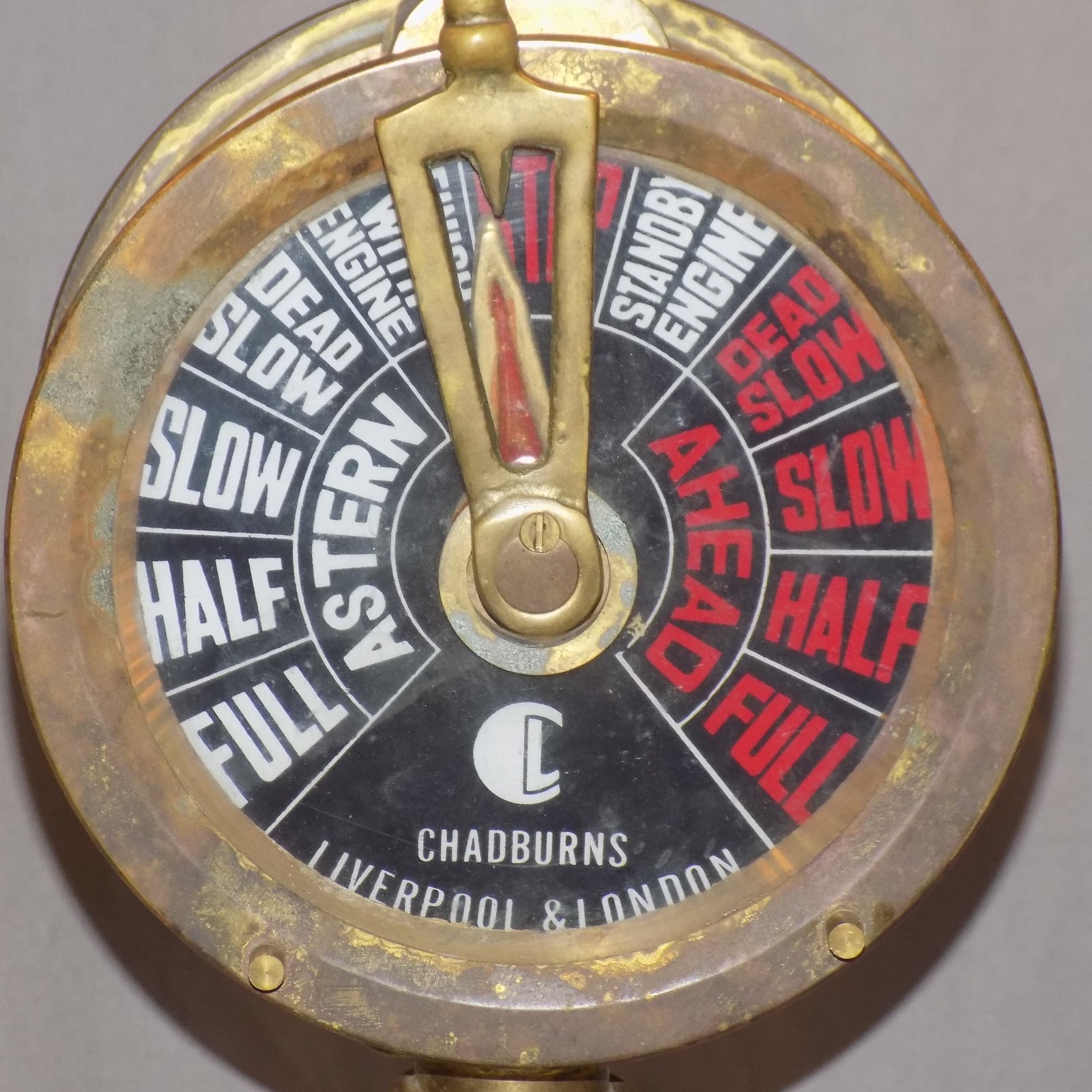 CHADBURNS-LIVERPOOL LONDON  STEAMSHIP Telegraph Brass Controller works