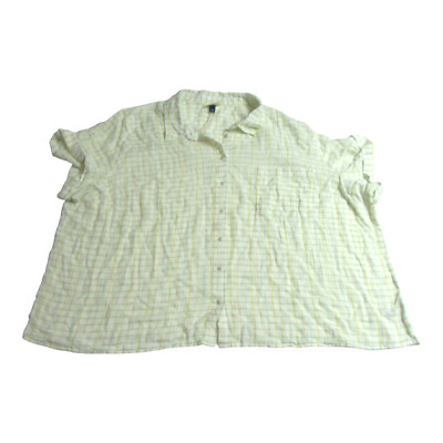 Universal Thread Womens Plus Size 4X Plus Short Sleeve Button Up Cream Plaid