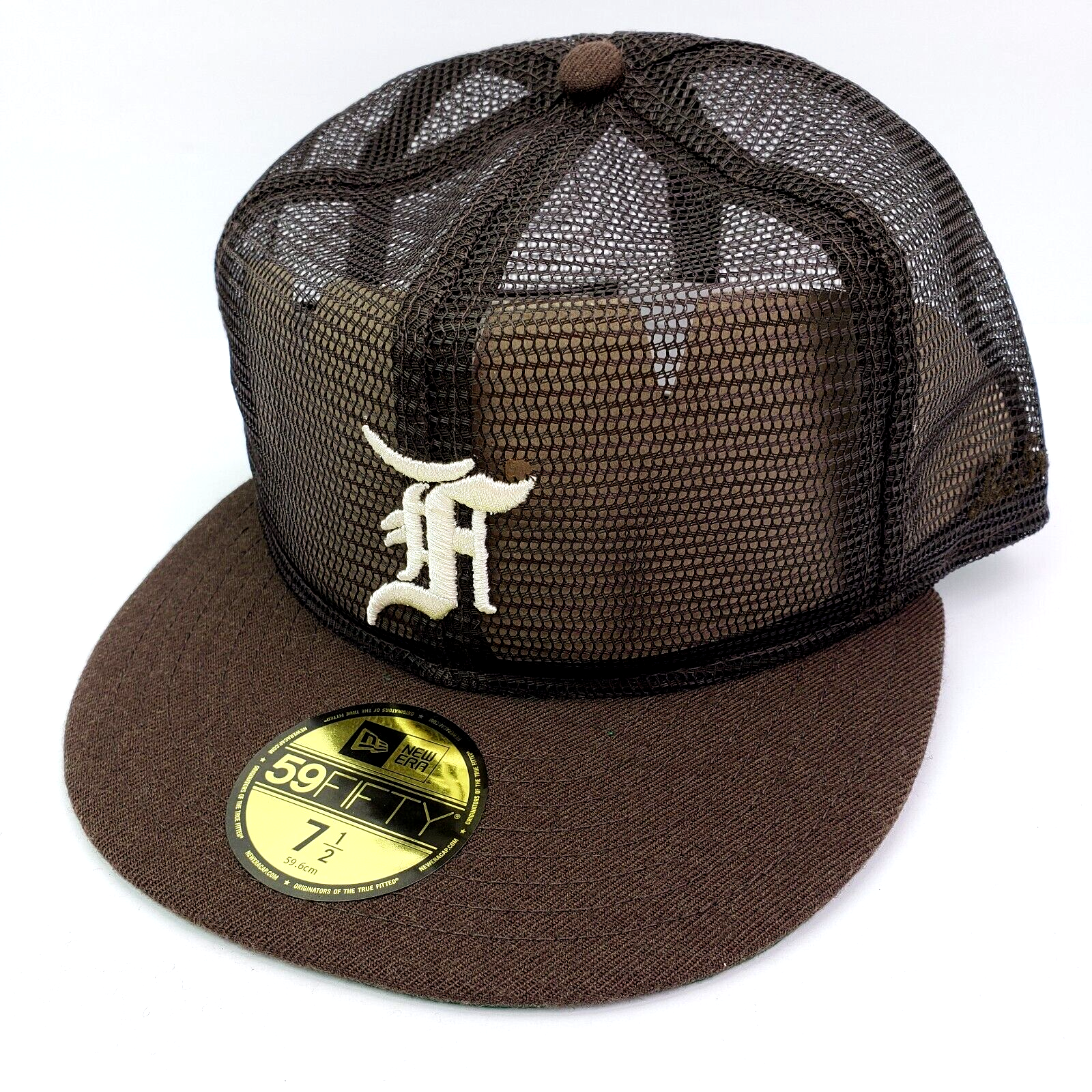 帽子 fear of god essentials NEW ERA 7 1/2 New Era x Fear of God Hat Size 7 1/2 7.5 Brown Mesh 59FIFTY
