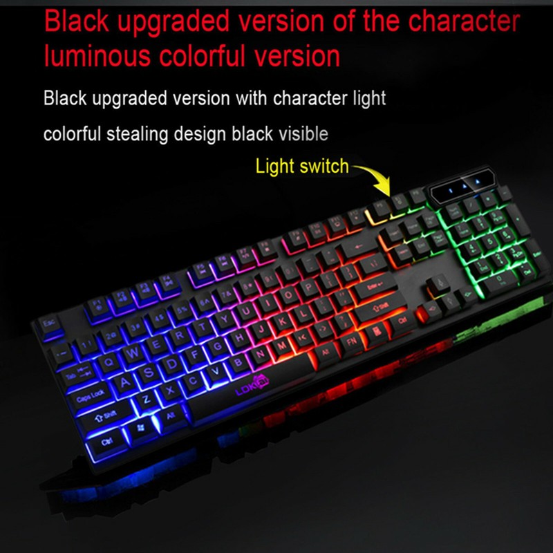 Computer Desktop Gaming Keyboard USB Wired RGB LED Light Backlit Illuminated