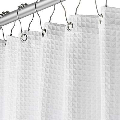 Creative Scents Fabric White Shower Curtain for Bathroom - Spa Hotel Luxury M...