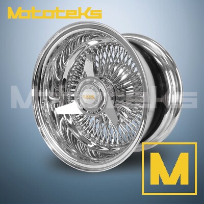 15X8 LUXOR WIRE WHEELS 100 STRAIGHT REV CHROME RIMS ADPATER KNOCK OFF HAMMER