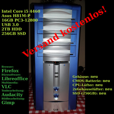 Win 11 Pro, 2 TB HDD, 256GB SDD, 16GB, VERSAND KOSTENLOS, Gehäuse u.v.m neu!