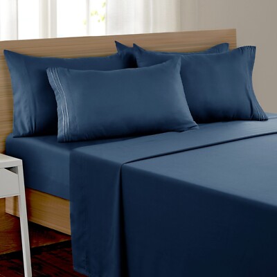 6 Pcs Bed Sheet Set Soft Deep Pocket Microfiber Hotel Collection Bedding Sheets